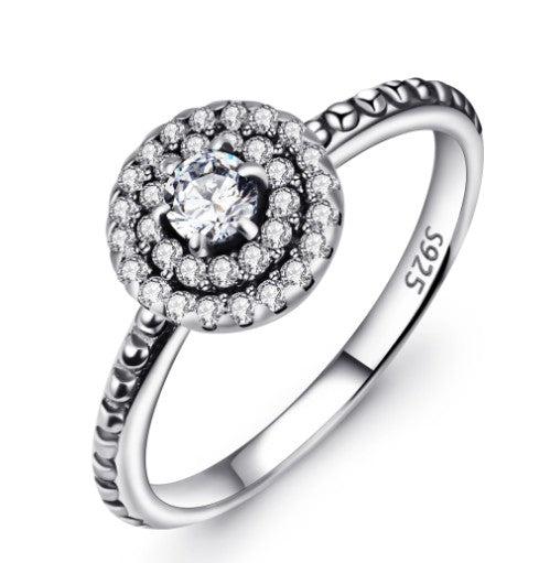 925 Sterling Silver Diamante Ring - HappyHomer