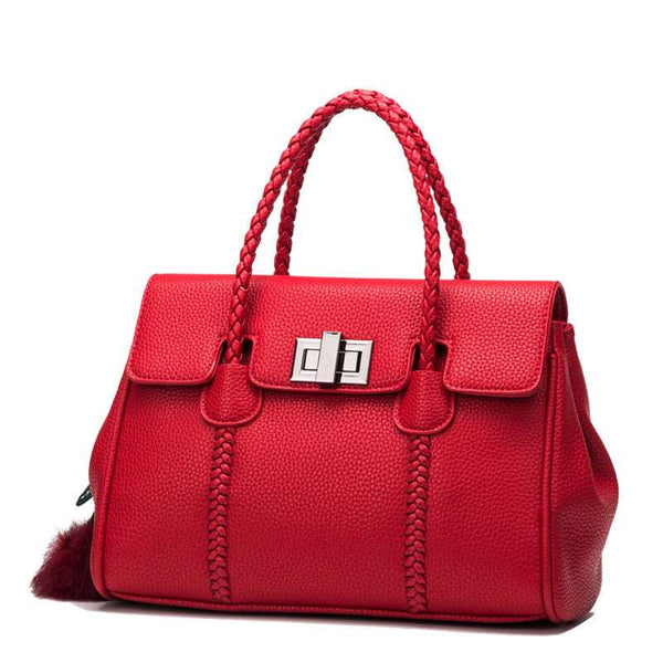 Leather handbags lychee pattern handbag