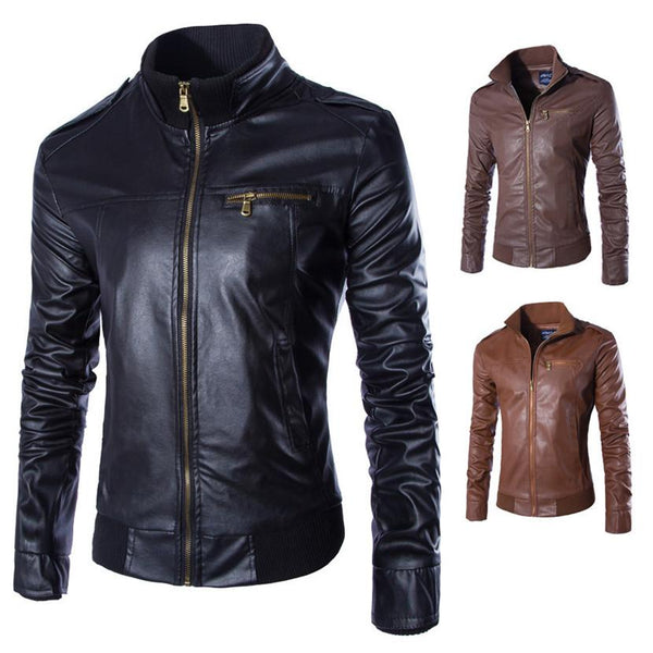 Men's leather jacket, Motorcycle Leather Jackets - HappyHomer