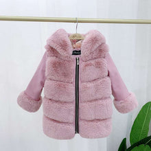 Children's Cotton Coat Rex Rabbit Hooded Faux Fur Coat