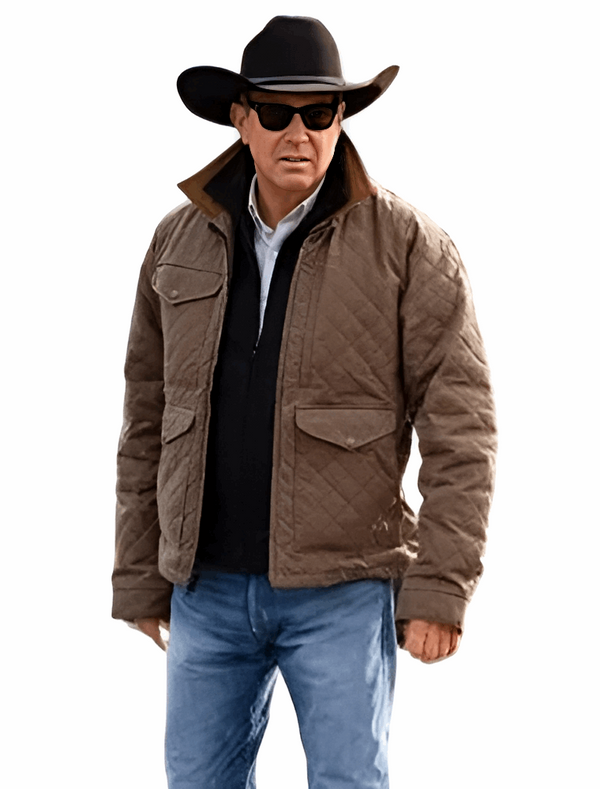 Kevin Costner Brown Cotton Quilted Jacket