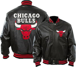 Men’s Chicago Bomber Letterman Baseball Varsity Bulls Jacket in Black and Red