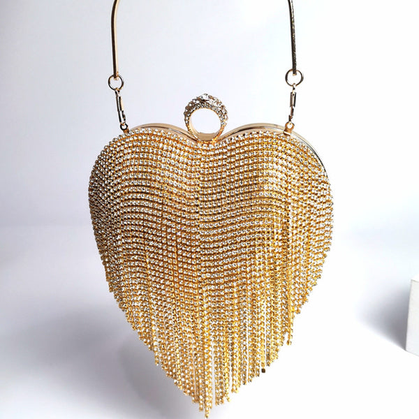 Women's Tassel Inlaid Diamond Handbag - HappyHomer