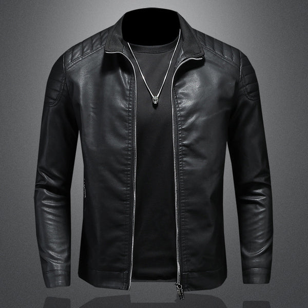 Men's Leather Motorcycle Jacket Thin Coat - HappyHomer