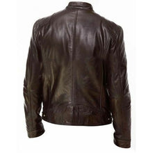 Cafe Racer Biker Leather Jacket For Men's - HappyHomer