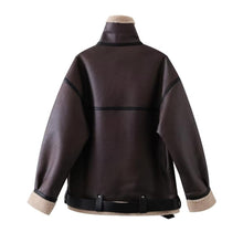 Women's Suede Fur Integrated Motorcycle Jacket - HappyHomer