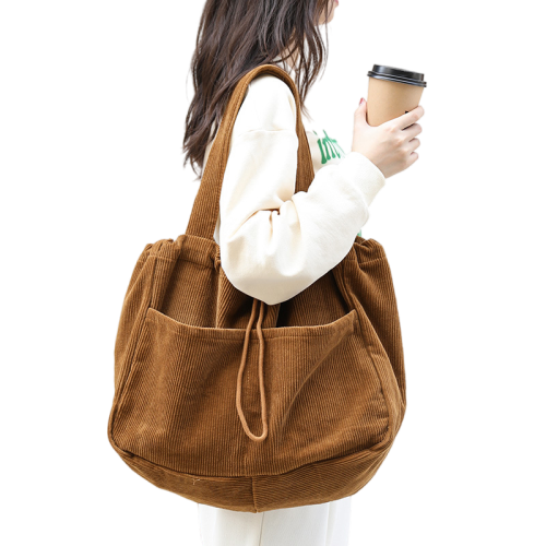 Women Shoulder Drawstring Multi-pocket Handbag - HappyHomer