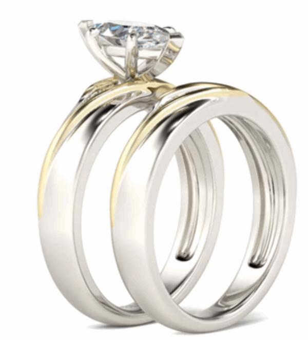 925 Sterling Silver White CZ Bridal Ring Set