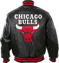 Men’s Chicago Bomber Letterman Baseball Varsity Bulls Jacket in Black and Red