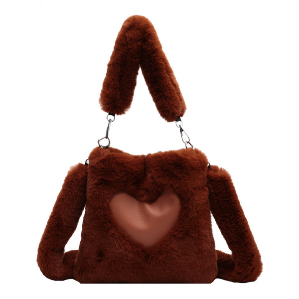 Love Handbags Winter Plush Shoulder Bags For Women - HappyHomer