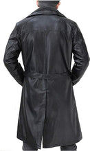 Mens Blade Runner winter fur collar black Trench Leather coat