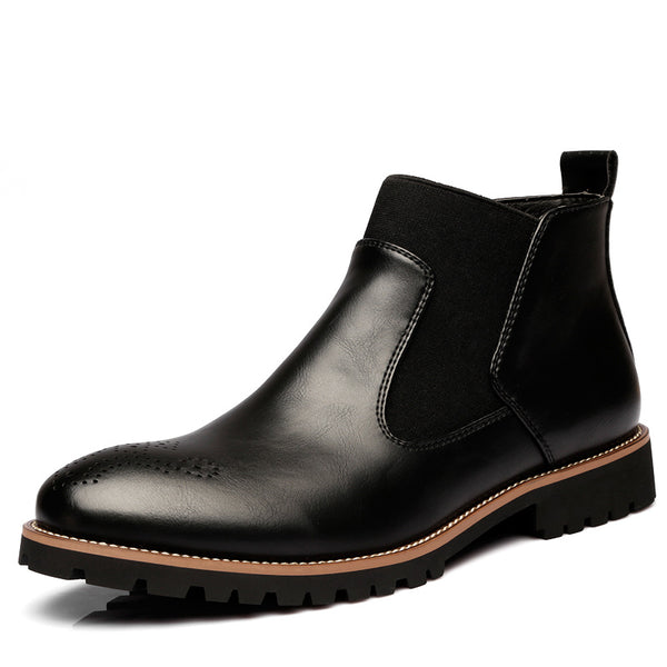 Brock Leather Boots Men Shoes Men Martin Boots - HappyHomer