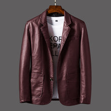 Leather Men's Autumn And Winter Jacket Thin Lapel - HappyHomer