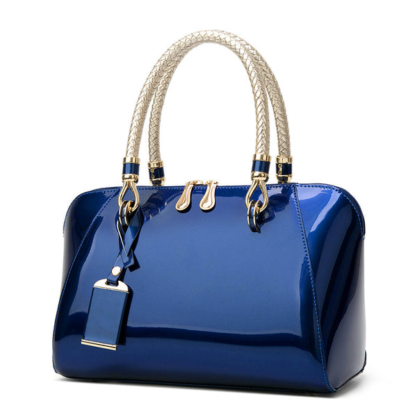 Patent Leather Shiny Handbags, Diagonal Bag - HappyHomer