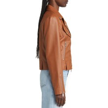 Alice Asymmetrical Brown Biker Leather Jacket